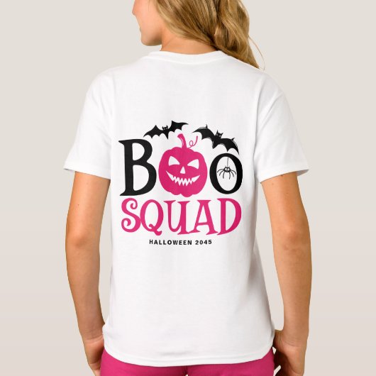 Hot Pink Boo Squad Spooky Lettering Halloween T-shirt (Achterkant)