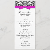 Hot Pink Bow met damast bruiloft receptie Menu (Voorkant)