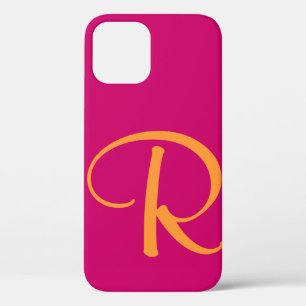 Hot Pink Bright Oranje Monogram iPhone 12 Hoesje