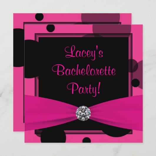 Hot Pink Bubbles Hot Pink Bachelorette Party Kaart (Voorkant / Achterkant)