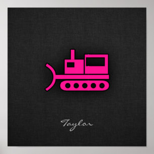 Hot Pink Bulldozer Poster