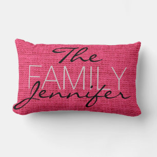 Hot Pink Burlap Rustic Linen Monogram Kussen