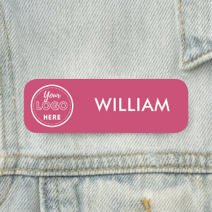 Hot Pink Business Logo Minimalistisch personeel Naamplaatje