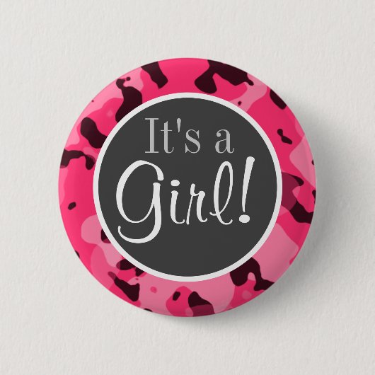 Hot Pink Camo; Camouflage Ronde Button 5,7 Cm (Voorkant)