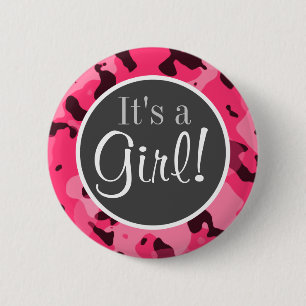 Hot Pink Camo; Camouflage Ronde Button 5,7 Cm
