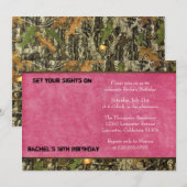 Hot Pink Camo Photo Anniversaire Invitation - drôl (Devant / Derrière)