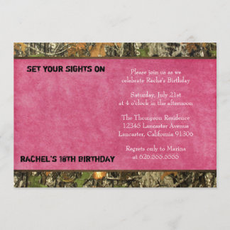 Hot Pink Camo Photo Anniversaire Invitation - drôl