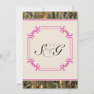 Hot Pink Camo Rustic Hunting Wedding Invitation Kaart