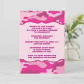 Hot Pink Camouflage Birthday Party nodigt CAMO uit Kaart (Staand voorkant)