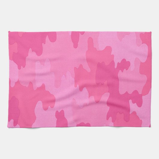 Hot Pink Camouflage Kitchen Towel Theedoek (Horizontaal)