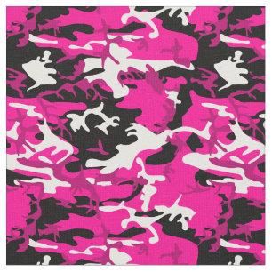 Hot Pink Camouflage Zwart Wit Camo Stof