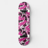 Hot Pink Chaos - Helder Roze Tropisch Skateboard (Voorkant)