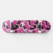 Hot Pink Chaos - Helder Roze Tropisch Skateboard (Horizontaal)