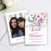 Hot Pink Charming Delicate Wildflowers Quinceañera Kaart