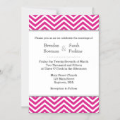 Hot Pink Chevron Magnetic Wedding Uitnodiging (Voorkant)