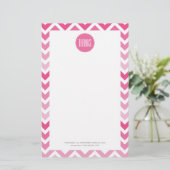 Hot Pink Chevron Ombre ZigZag Dank u Bedankt Briefpapier (Staand voorkant)