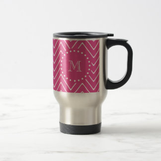 Hot Pink Chevron | Uw monogram Reisbeker