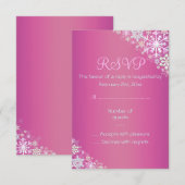 Hot Pink Chic Snowflake RSVP-kaart RSVP Kaartje (Voorkant / Achterkant)