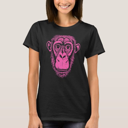 Hot Pink Chimpansee Ape not Monkey Cute Chimp T-shirt (Voorkant)