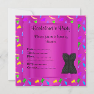 HOT PINK confetti BACHELORETTE ARTIJ INVITATIE Kaart