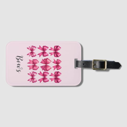 Hot Pink Coquette Bows Bagagelabel (Voorkant (horizontaal))