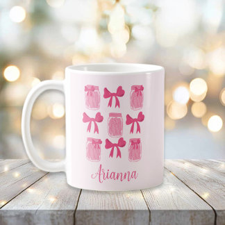 Hot Pink Coquette Pickle Jar en boog gepersonalise Koffiemok
