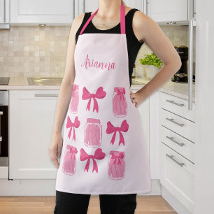 Hot Pink Coquette Pickle Jar en boog gepersonalise Schort