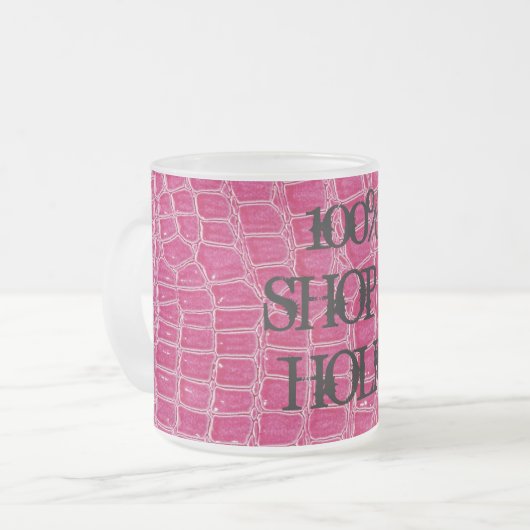 Hot Pink Croc Faux Frosted Glass Coffee Mok Cup (Voorkant links)