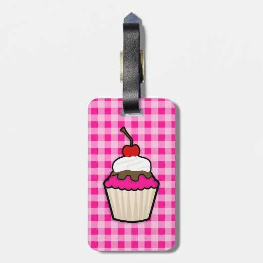 Hot Pink Cupcake Bagagelabel (Achterkant verticaal)