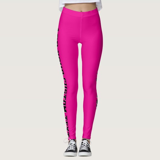 Hot Pink Custom Text Personalized Leggings Design (Voorkant)