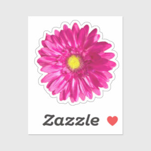 Hot Pink Daisy Custom Naam en Monogram Sticker