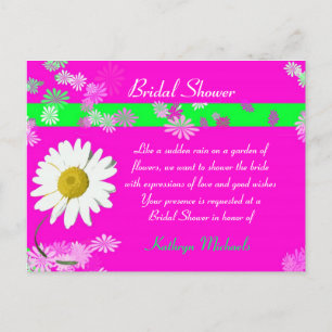 Hot Pink Daisy Vrijgezellenfeest Briefkaart