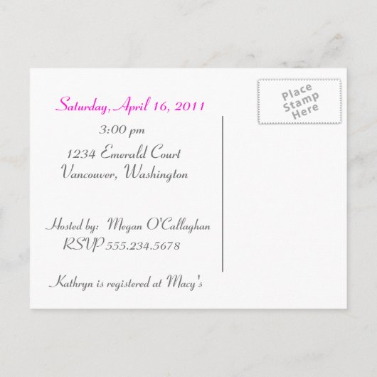 Hot Pink Daisy Vrijgezellenfeest Briefkaart (Achterkant)