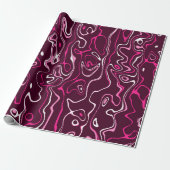 Hot pink damascus abstract swirls cool pattern cadeaupapier (Uitgerold)