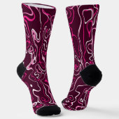 Hot pink damascus abstract swirls cool pattern sokken (Gebogen)