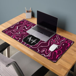 Hot pink damascus abstract swirls Custom Monogram Bureaumat