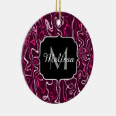 Hot pink damascus abstract swirls Custom Monogram Keramisch Ornament (Rechts)
