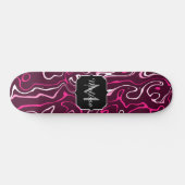 Hot pink damascus abstract swirls Custom Monogram Skateboard (Horizontaal)
