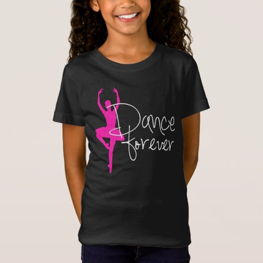 Hot Pink Dancer Silhouette Dance Forever T-shirt (Voorkant)