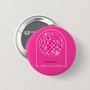 Hot Pink Disco Boogie Vrijgezellenfeest Ronde Button 5,7 Cm