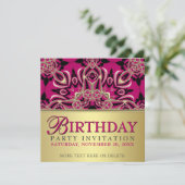 Hot Pink Diva Gal Invitations de fête d'anniversai (Debout devant)