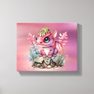Hot Pink Dragon Girl Baby shower Custom Gift Canvas Afdruk