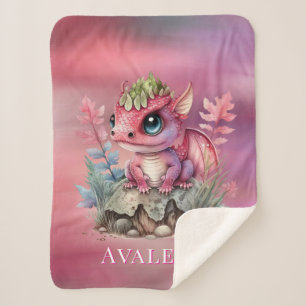 Hot Pink Dragon Girl Baby shower Custom Gift Sherpa Deken