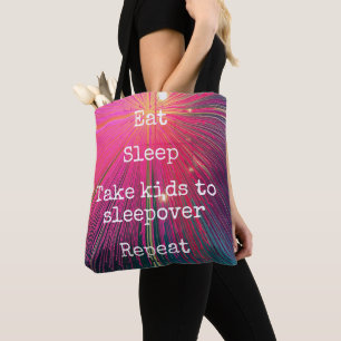 Hot Pink Eat Sleep Neem Kind naar Sleepover Herhaa Draagtas