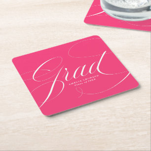 Hot Pink Eloquence Afstuderen Square Paper Coast Vierkante Kartonnen Onderzetter