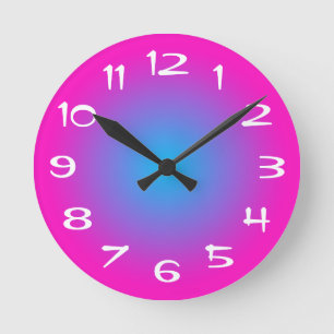 Hot Pink en Aqua Blue Radial Gradient Ronde Klok