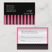 Hot Pink en Black Cadeaubon Kortingskaartje (Voorkant / Achterkant)