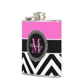 Hot Pink en Black Chevron Monogram Heupfles (Links)