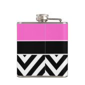 Hot Pink en Black Chevron Monogram Heupfles (Achterkant)