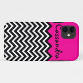Hot Pink en Black Elegant Chevron Retro Case-Mate iPhone Case (Achterkant (horizontaal))